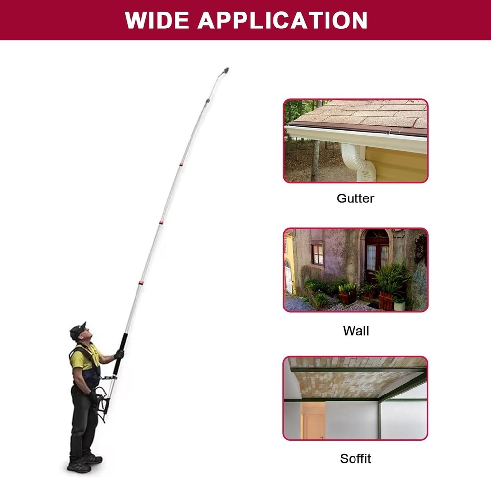 Professional 24 FT Pressure Washer Wand with Adjustable Sections & Support Belt