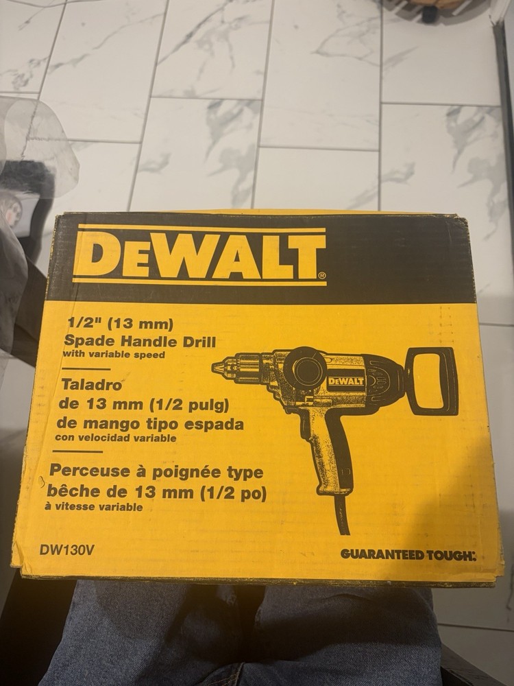 DEWALT DW130V 1/2" Spade Handle Drill Variable Speed Auxiliary Handle Corded