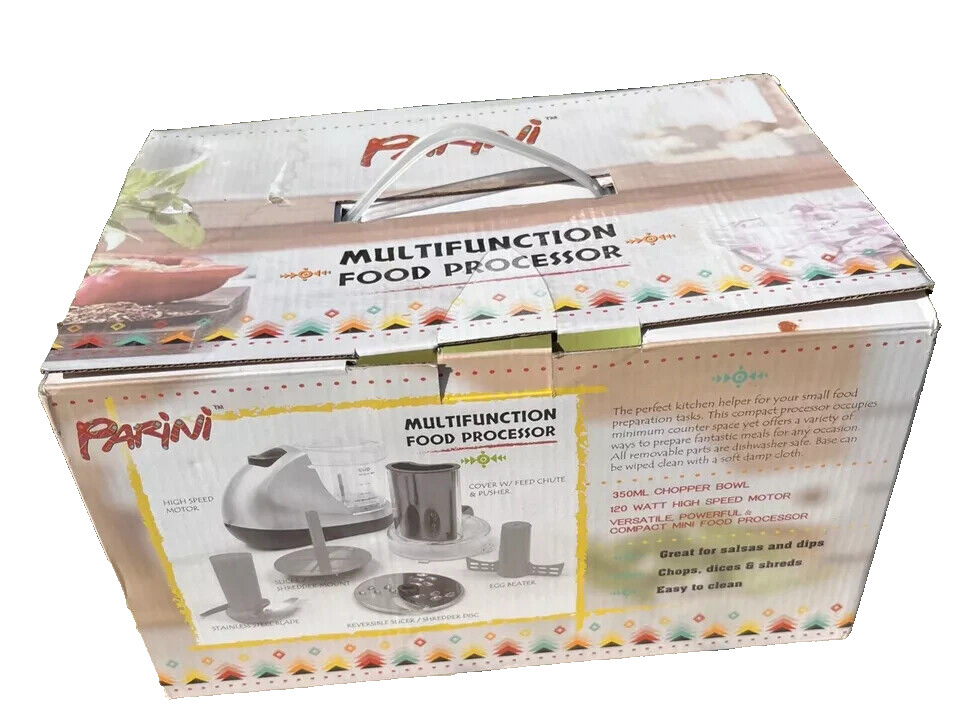 New in Box Parini Multifunction Mini Food Processor Reversible Slicer/Shredder