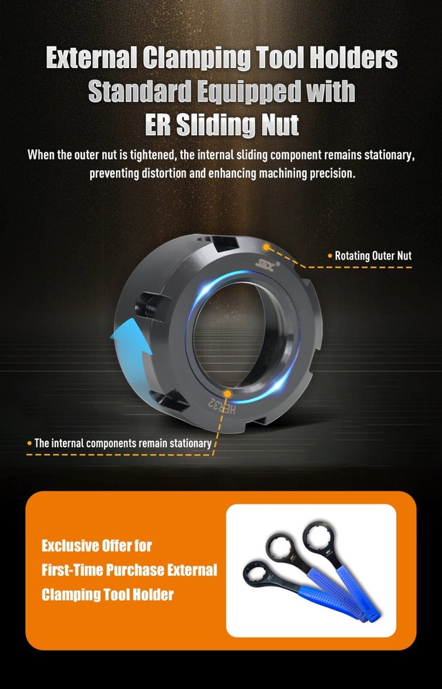 BMT40-0°-ER20 Live Tool Holder BMT Driven Tool Holder External Clamping