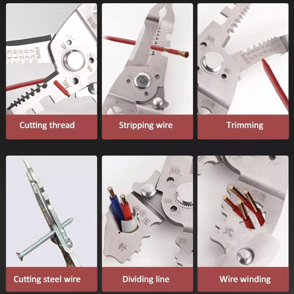 Wire Stripper Cutter Stainless Steel Wire Stripping Tool, Multi-Function CW