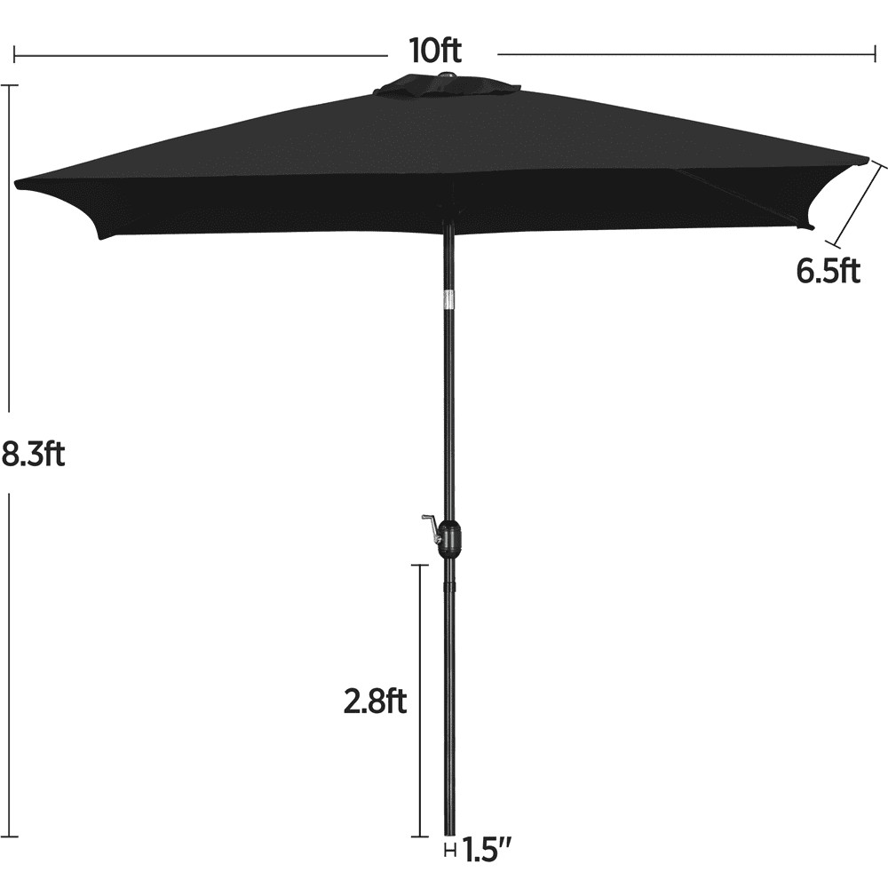 Outdoor Rectangular Patio Umbrella W/ Adjustable Canopy Black