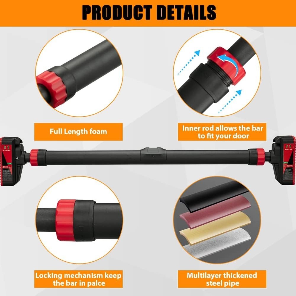 Pull Up Bar Chin Up Bar w/ Level Meter & Adjustable Width for Strength Training