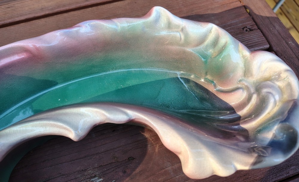 1952 Wave Shaped Ceramic Console Tray By Lane & Co.