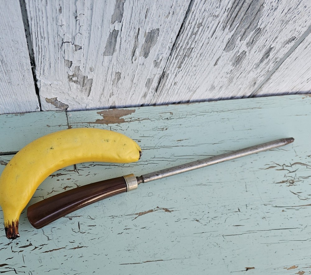 Vintage Amber Bakelite Handle Knife Honing Steel