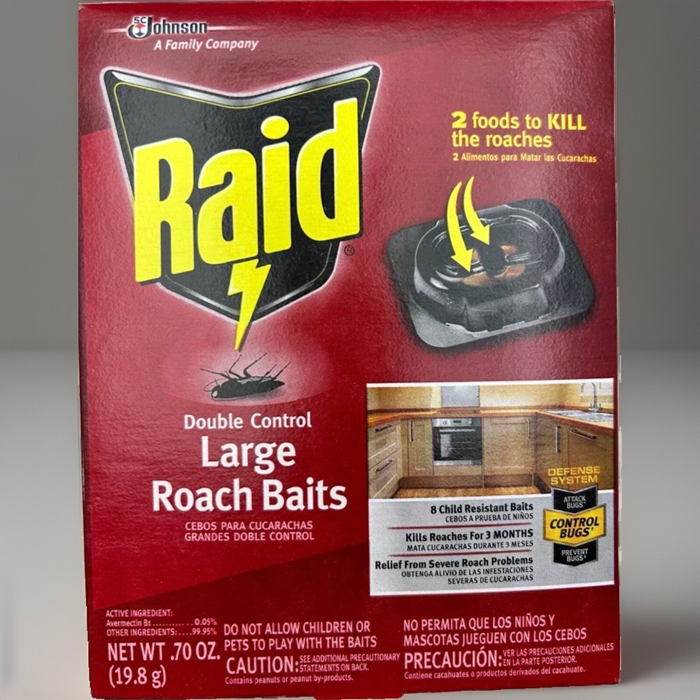 3 Pack of 8 Count Raid Large Roach Baits Double Control Defense System 24 Total