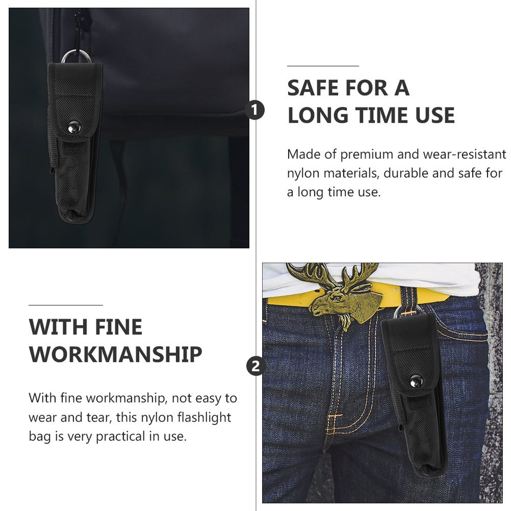 2 Pcs Nylon Flashlight Pouch Multi-function Bag Portable Holder Accessory