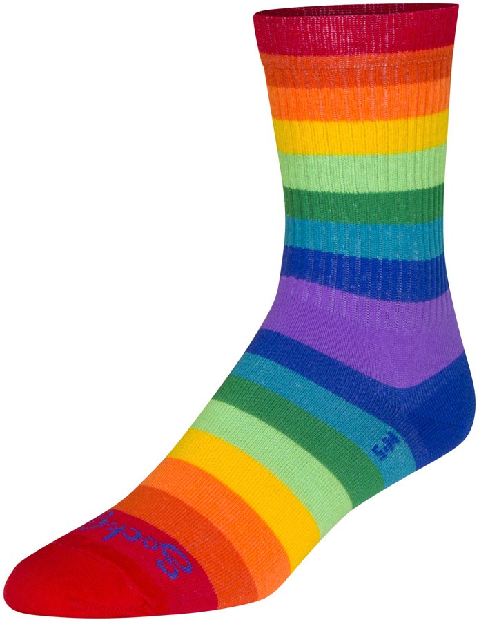 SockGuy Crew Fabulous Socks - 6", Rainbow, Small/Medium
