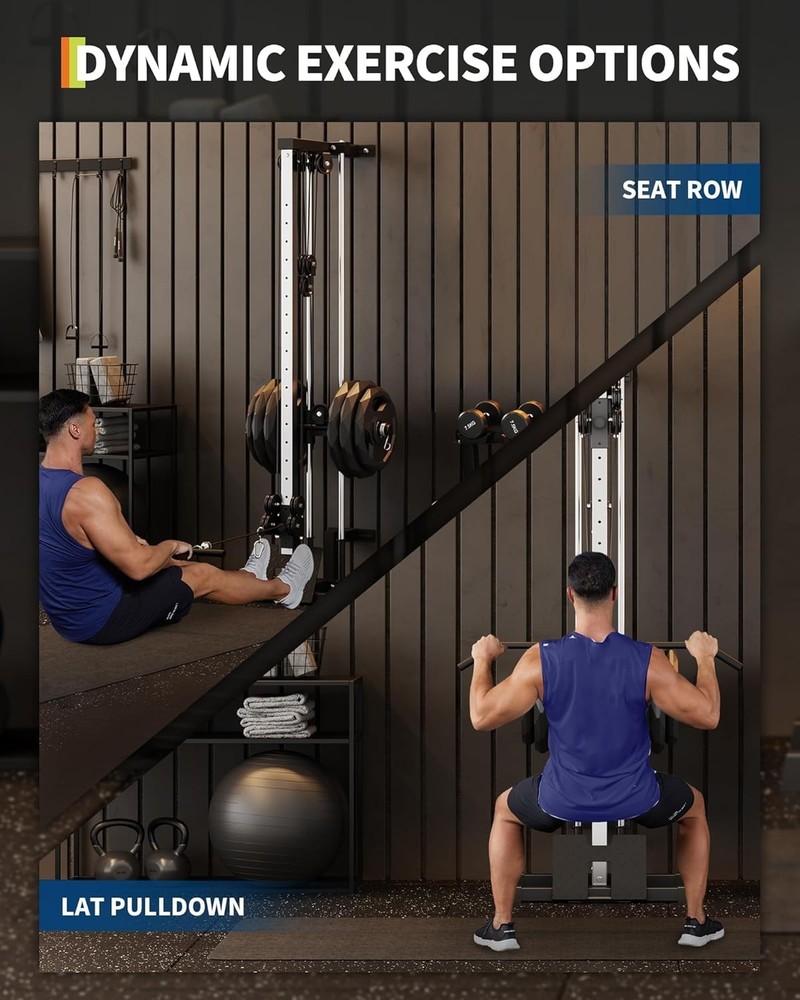 Wall Mount Cable Station LAT Pulldown Machines 19 Positions Dual Pulley System