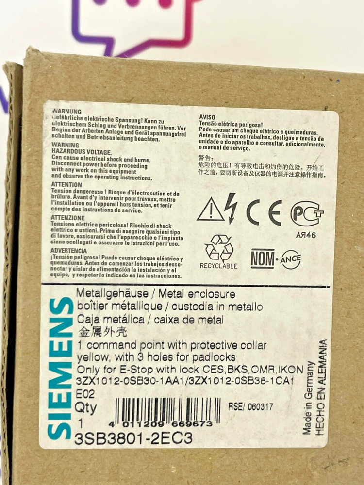 SIEMENS 3SB3801-2EC3 Emergency Stop