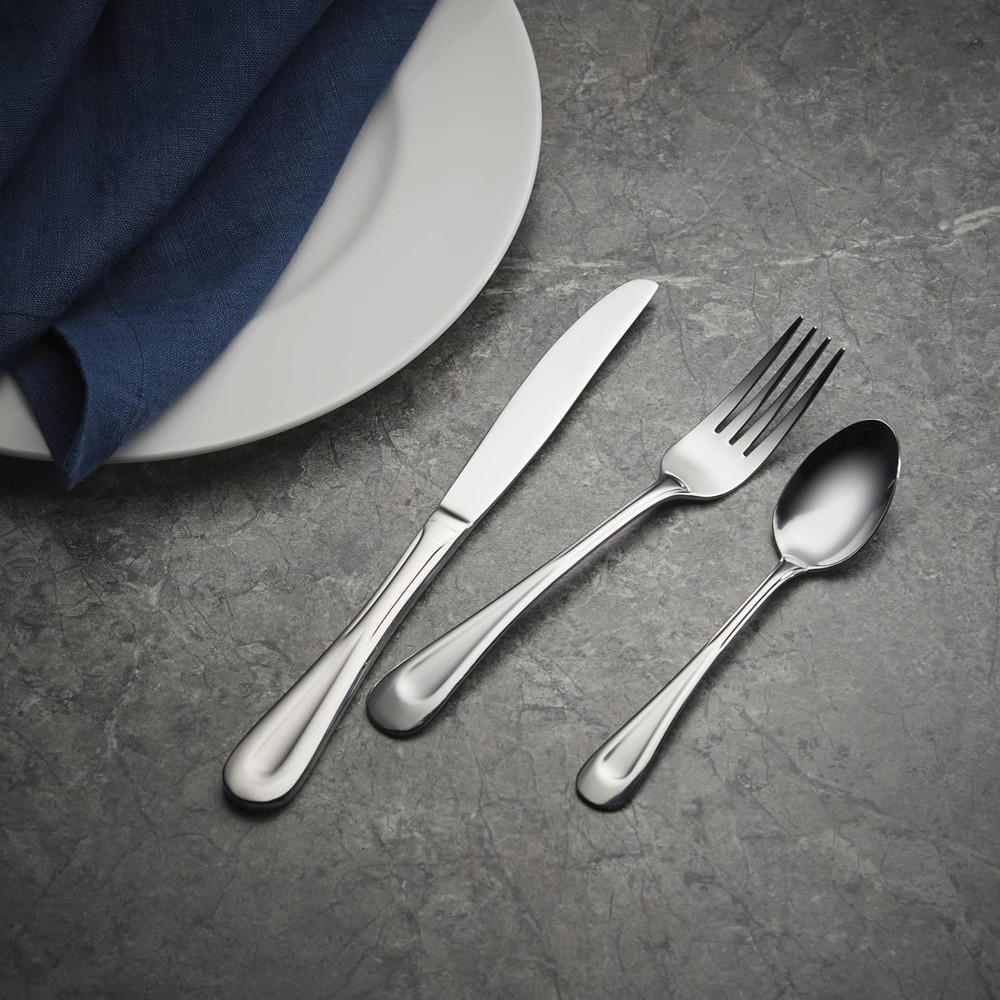 Oneida Silverware Set, Satin Sand Dune Everyday Dinner Forks Flatware Set, Servi