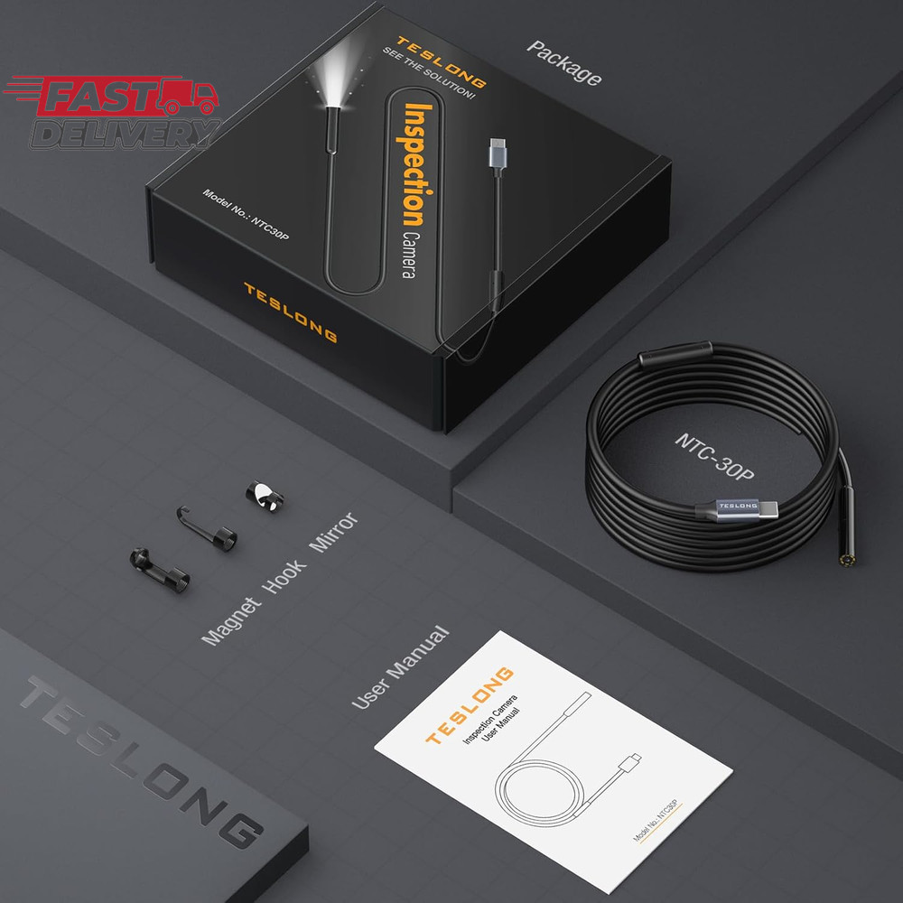 USB C Endoscope Camera with Light, Teslong Type-C Snake Borescope Camera with 8