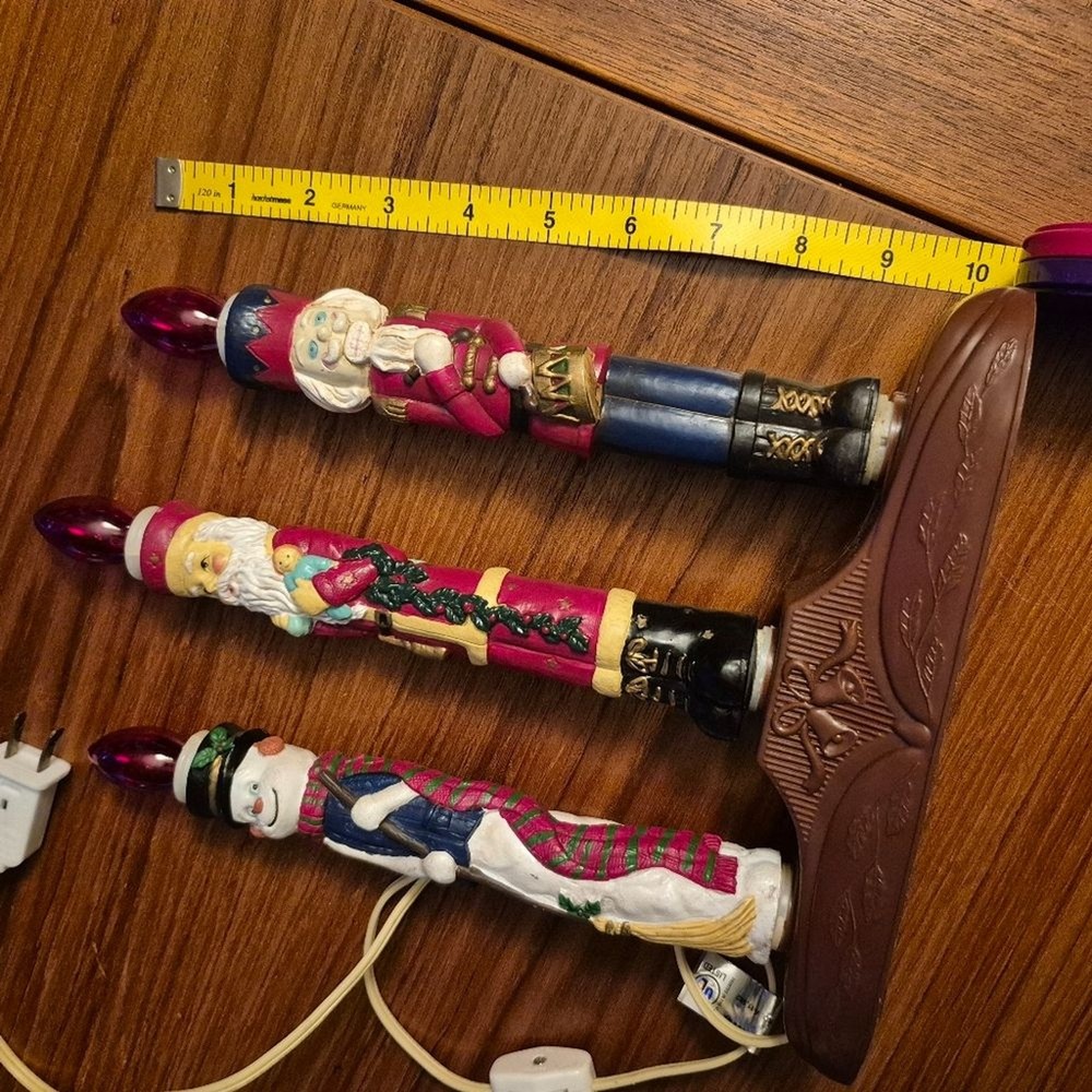 Vintage Nutcracker and Snowman Candlestick Christmas Light