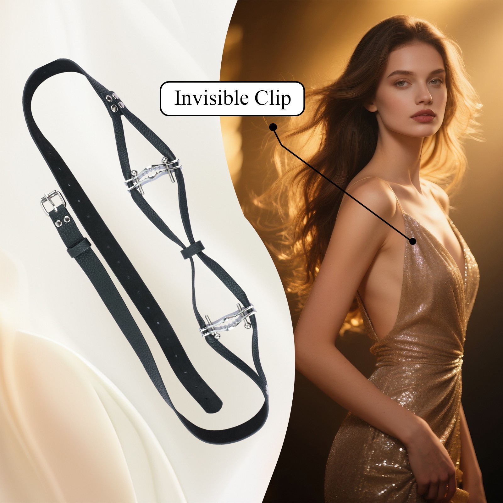 Wearable Leather Bra Adjustable Nipple Clamps SM Bondage Nipple Clips For Women