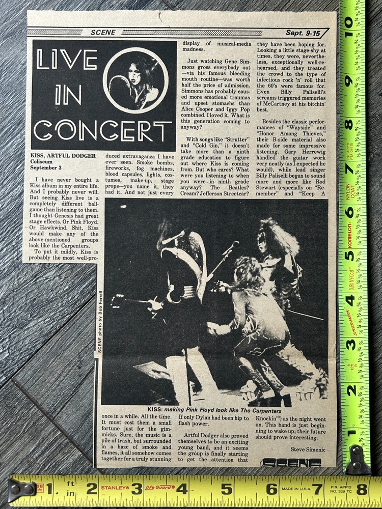 KISS Concert Ad Clipping Destroyer Tour Richfield Ohio Sep 3 Vintage Kiss Aucoin