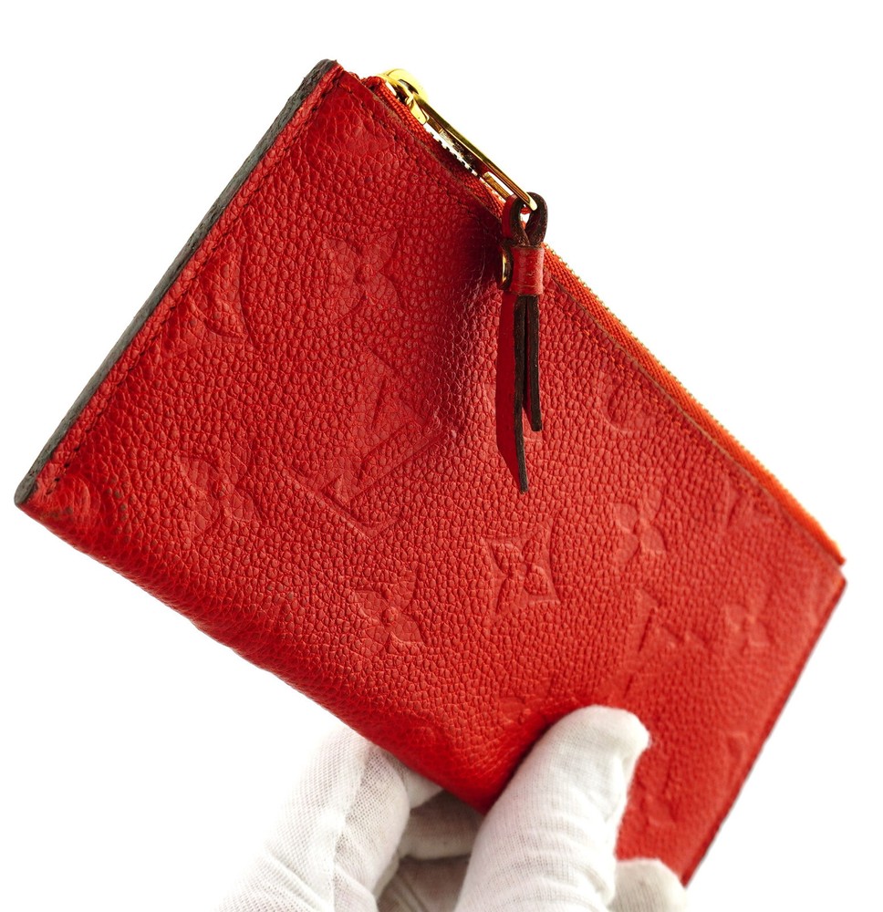 Authentic LOUIS VUITTON Adele Red Empreinte Monogram Pouch Wallet Spain