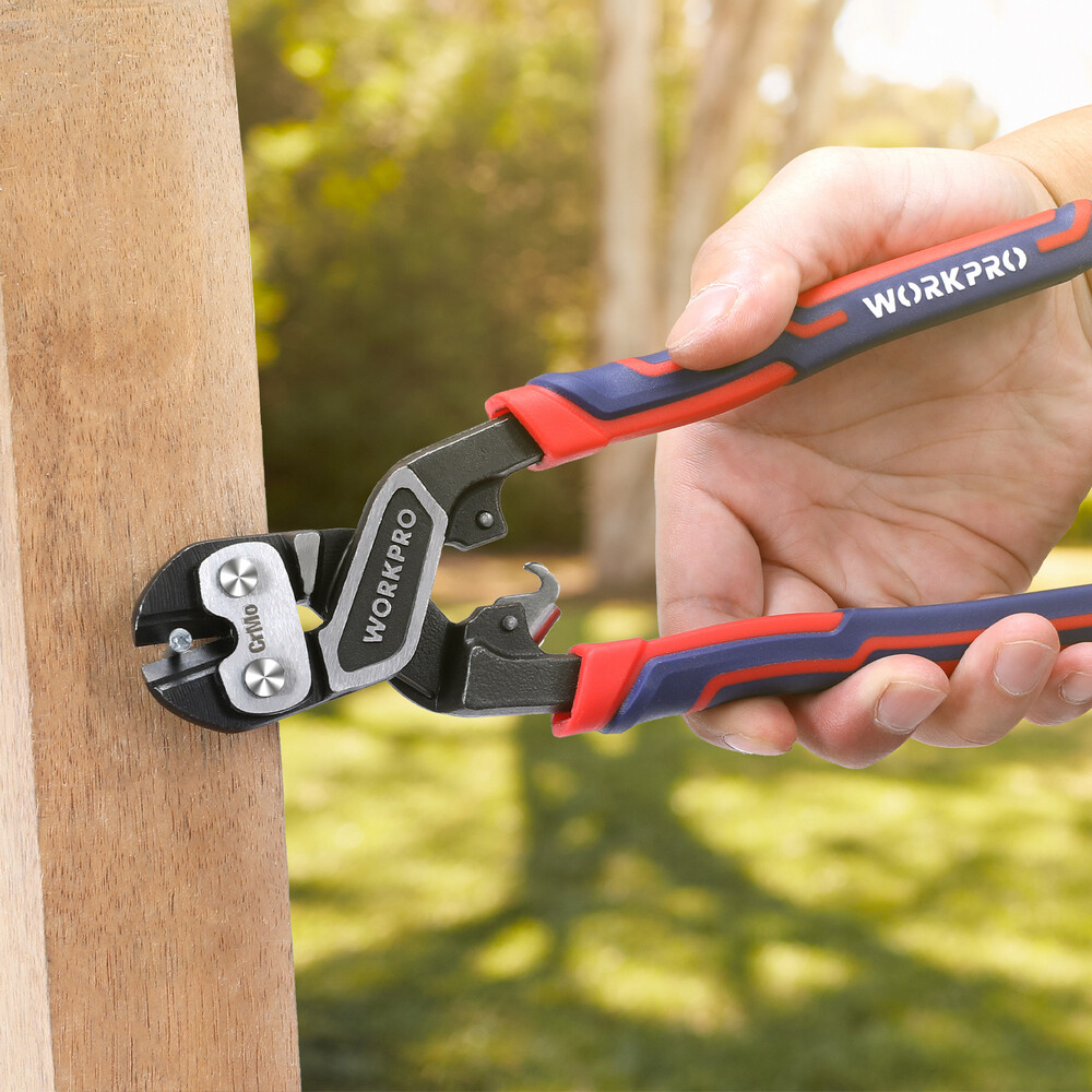WORKPRO 8-inch Mini Bolt Cutter with Bi-Material Ergonomic Handle Security Lock