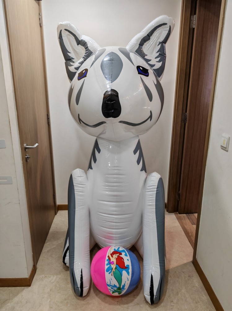 Rare! Large glossy inflatable white fox 170cm 67"