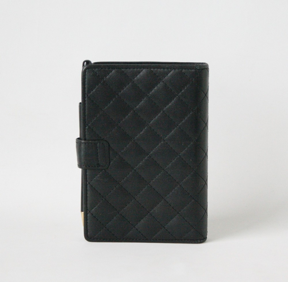Sonia Rykiel Black Leather Quilted Planner,Note Cover