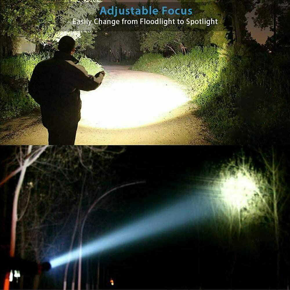 2PACK 99000000 LM Super Bright LED Tactical Flashlight Rechargeable Work Light