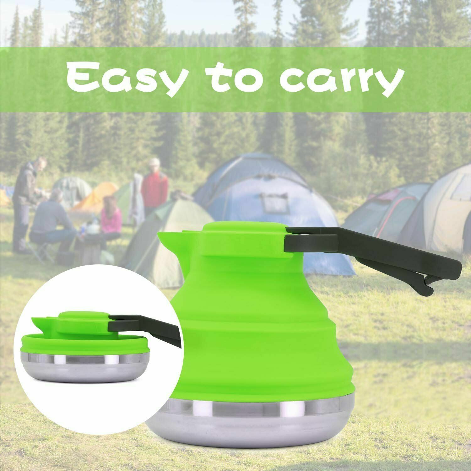 Portable Collapsible Camping Kettle For Hiking, Travel & Outdoors 42 OZ Capacity