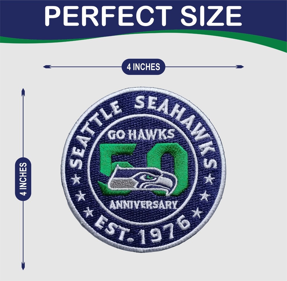 Seahawks 50th Anniversary Logo Iron On Patch - Sew Patch - Embroidered Patch
