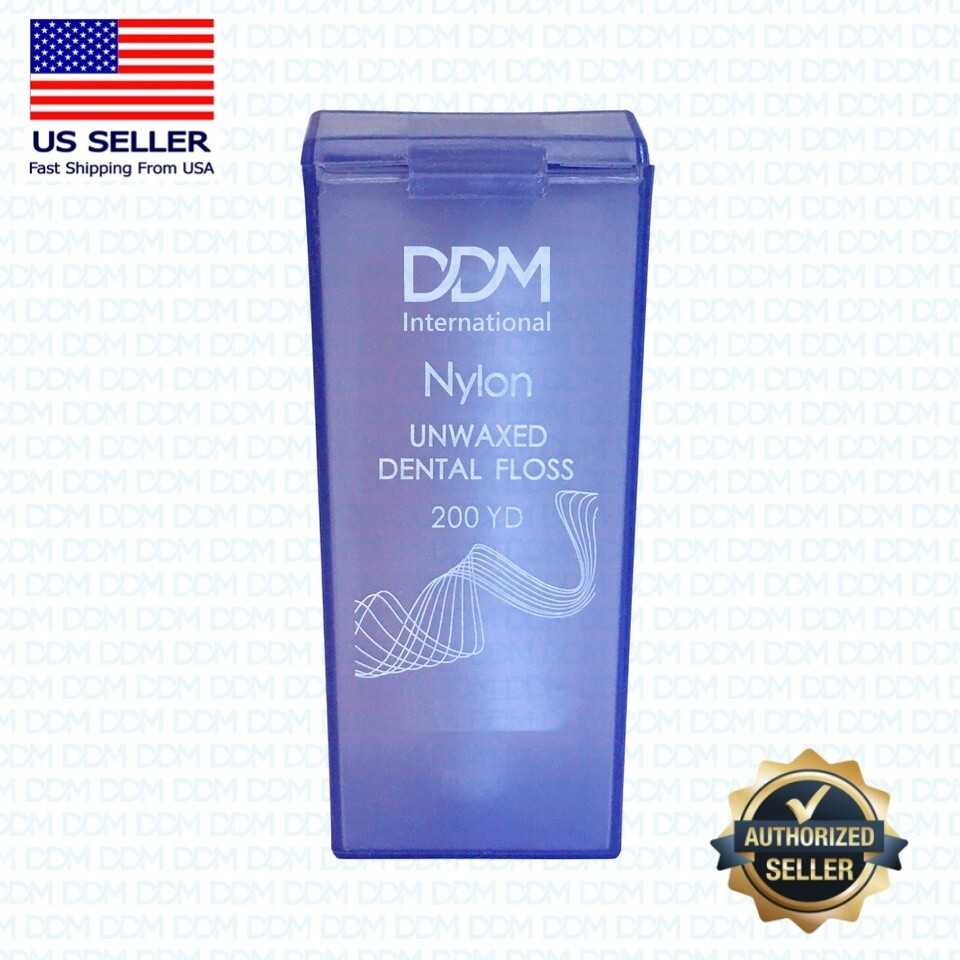 DDM Dental Nylon Unwaxed Dental Floss with Dispenser Box 200 Yard #UNWX200YDS