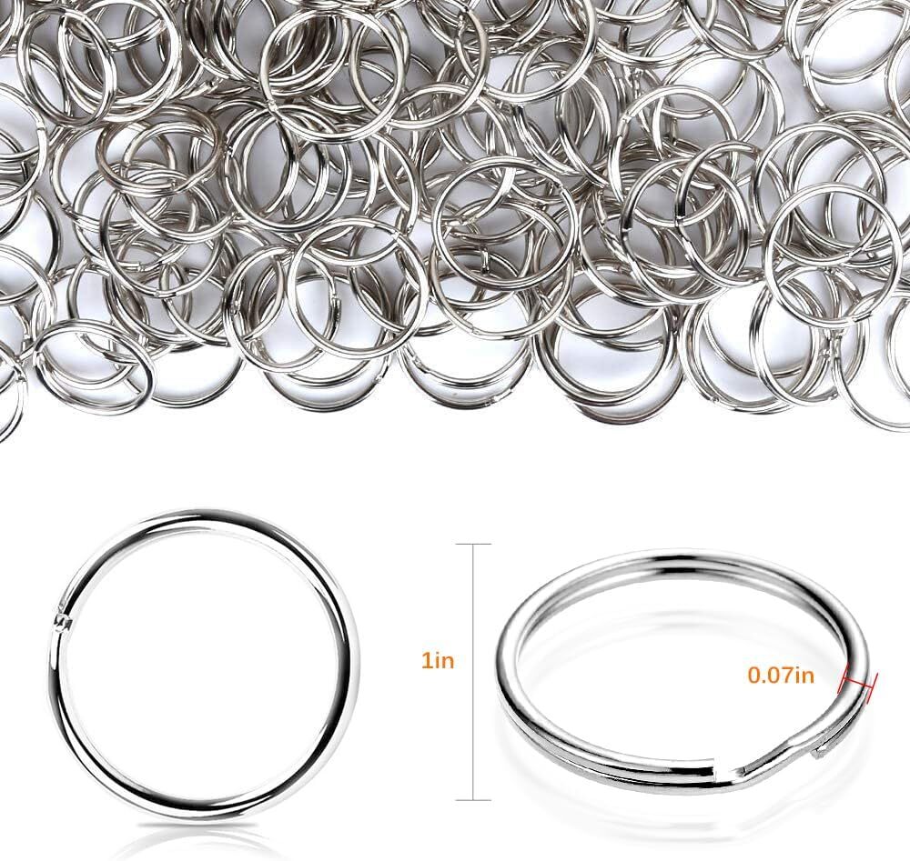 200PCS 25mm Split Key Rings Bulk, for Keychain and Crafts silver
