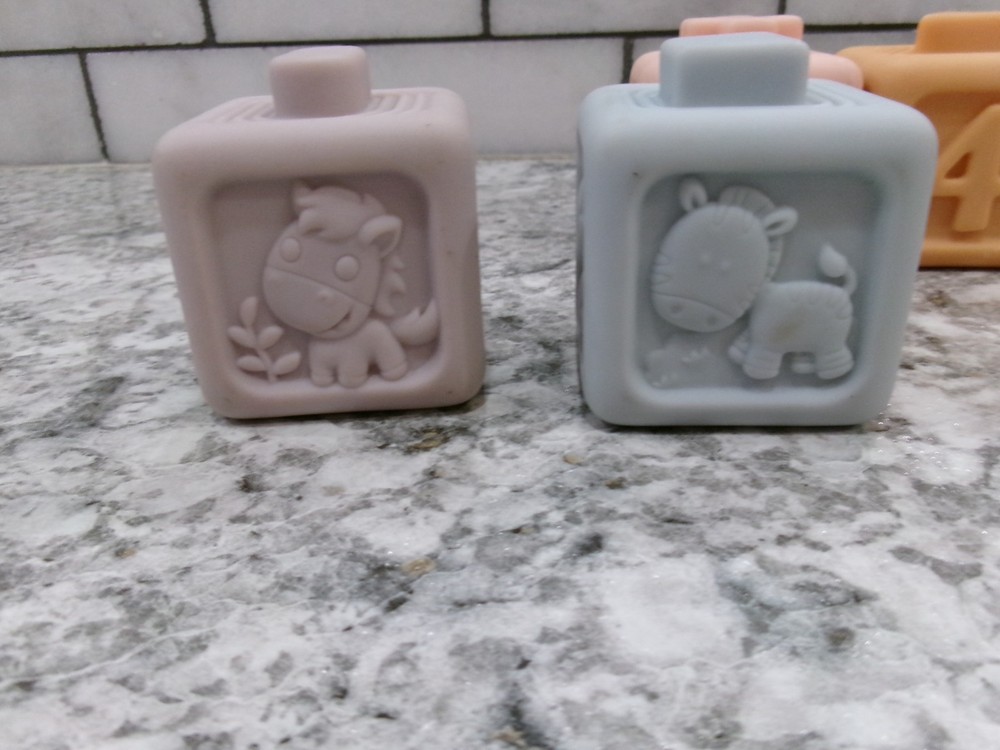 Babies Number Blocks, 1-6, Rubber, Stackable, Cubes