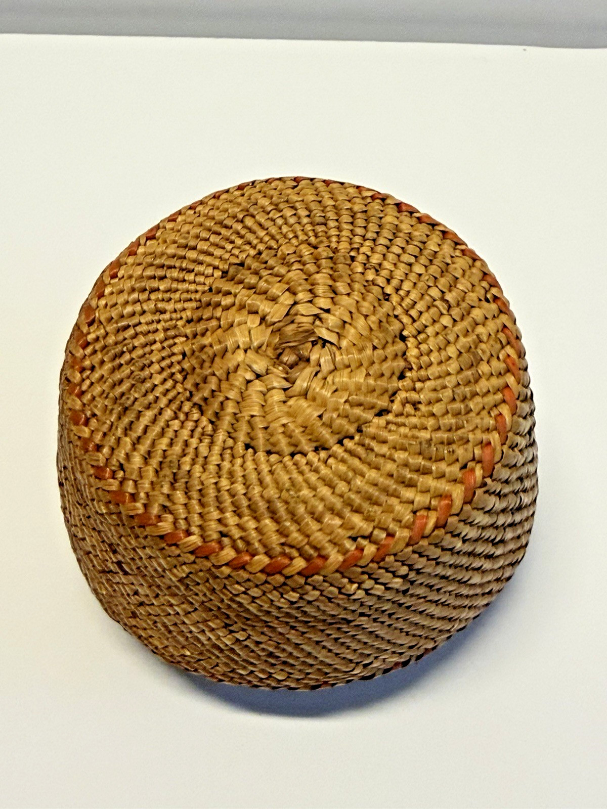 Native American Indian Weaved Lidded Nootka Basket; Small 3"; Early 1900's; #B20