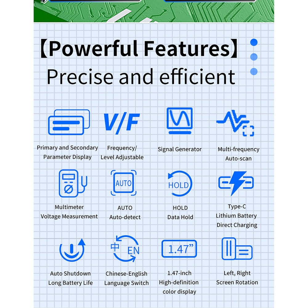 Digital Tweezers Meter With 7 Waveforms Output For Component Testing