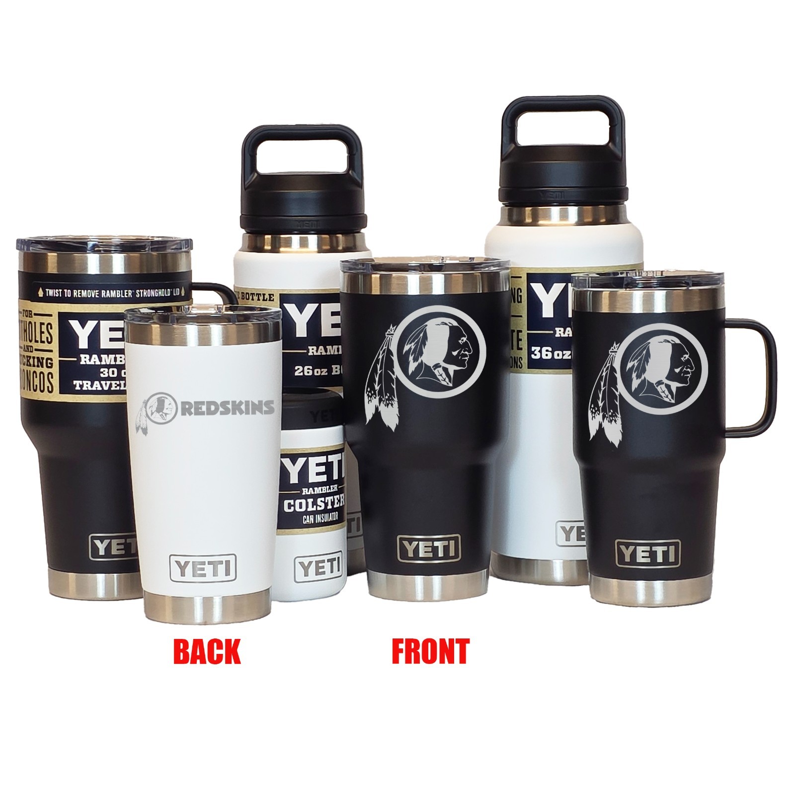 Washington Redskins YETI Laser Engraved Tumblers, Mugs, Can Colsters and Bottles
