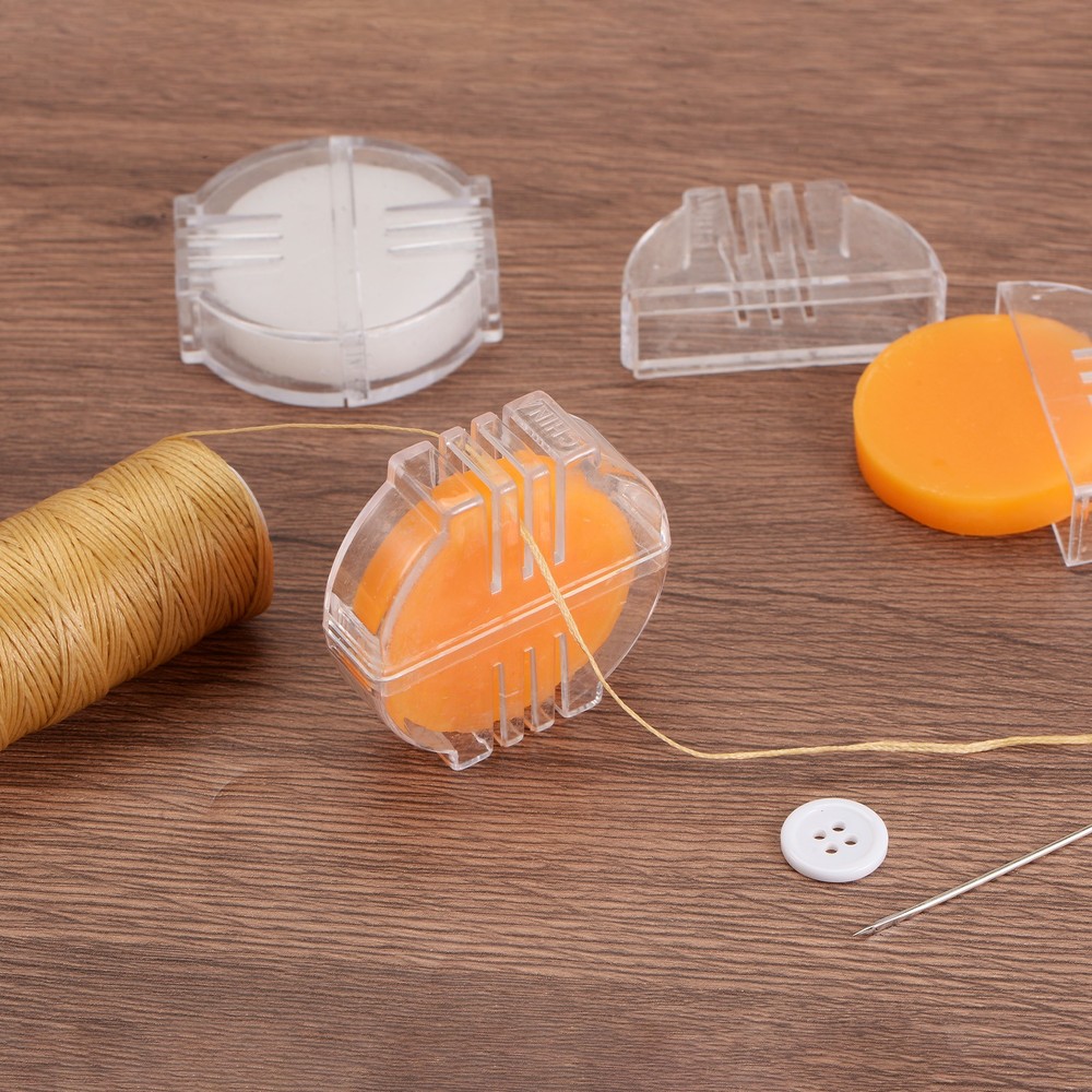 2pcs Beeswax Thread Conditioners Thread Wax Block with Plastic Box, White