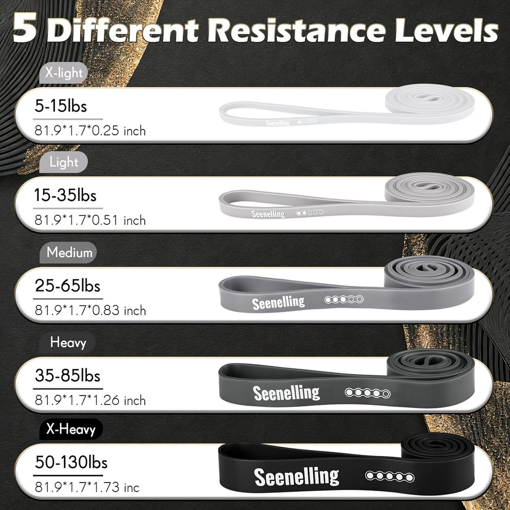Resistance Bands for Exercise Working Out, 5-Level Pull-Up Assistance Full-Body