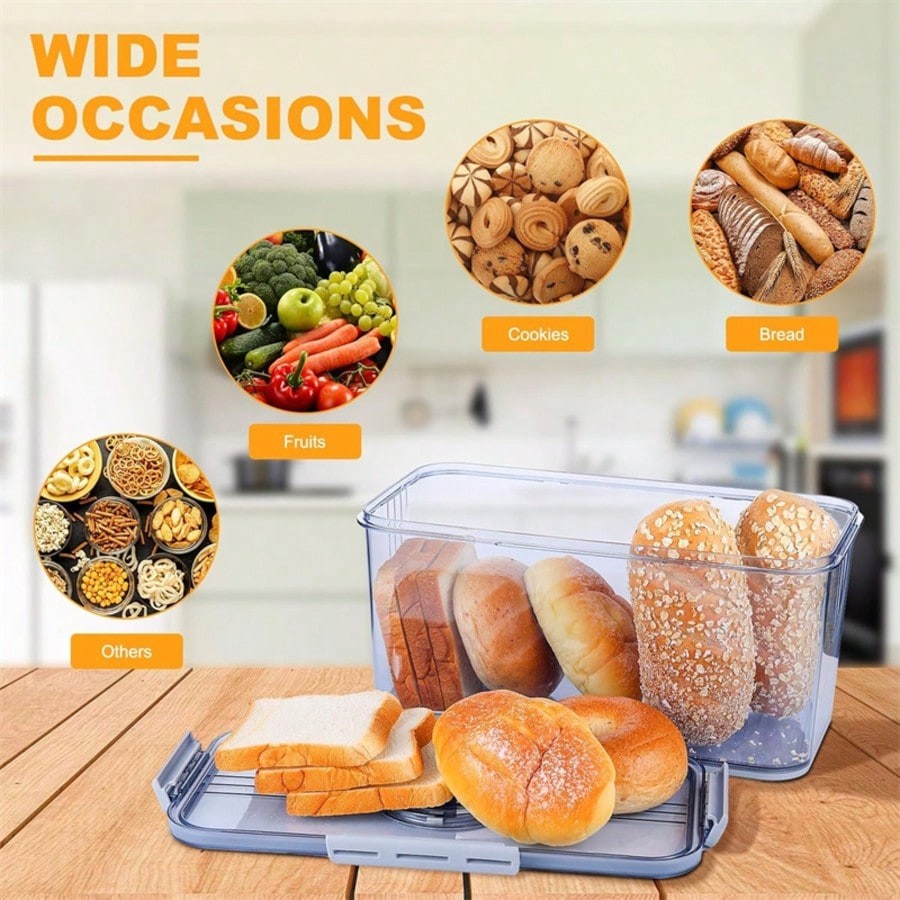 2PCS Airtight Bread Box Set – Large Kitchen Counter Bread Storage Containers ...