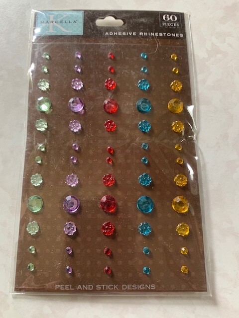 K&CO MARCELLA ADHESIVE RHINESTONES DECORATIVE DESIGN MULTI-COLOR-SHAPE-SIZE 60PC