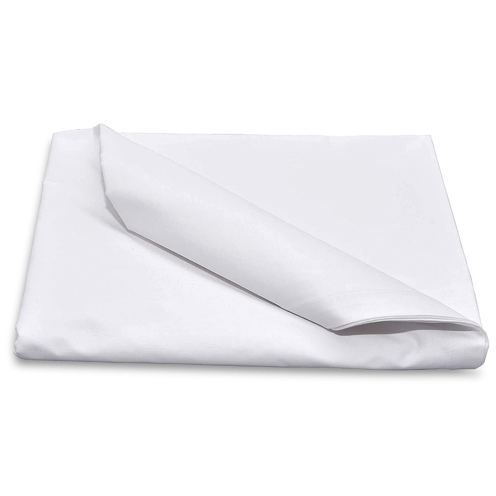 Solid White, Flat Bed Sheets, 1-Piece, 200 Thread Count Poly-Cotton Blend,