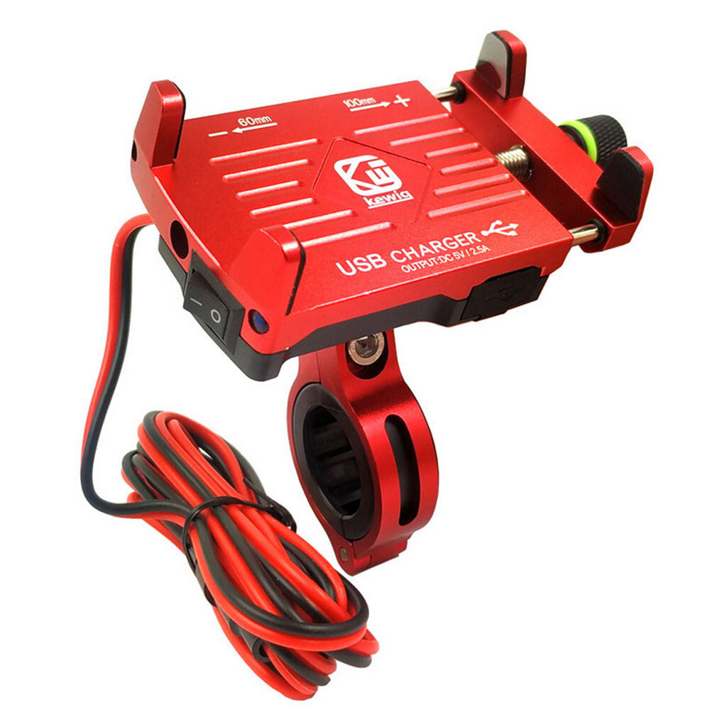 Motorcycle Cell Phone Handlebar Mount Holder USB Charger with Switch Universal