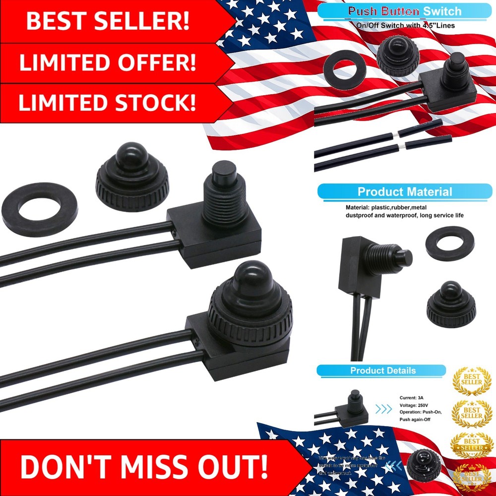 Reliable 12V Push Button Switch Set - 2PCS Waterproof for Automotive Projects