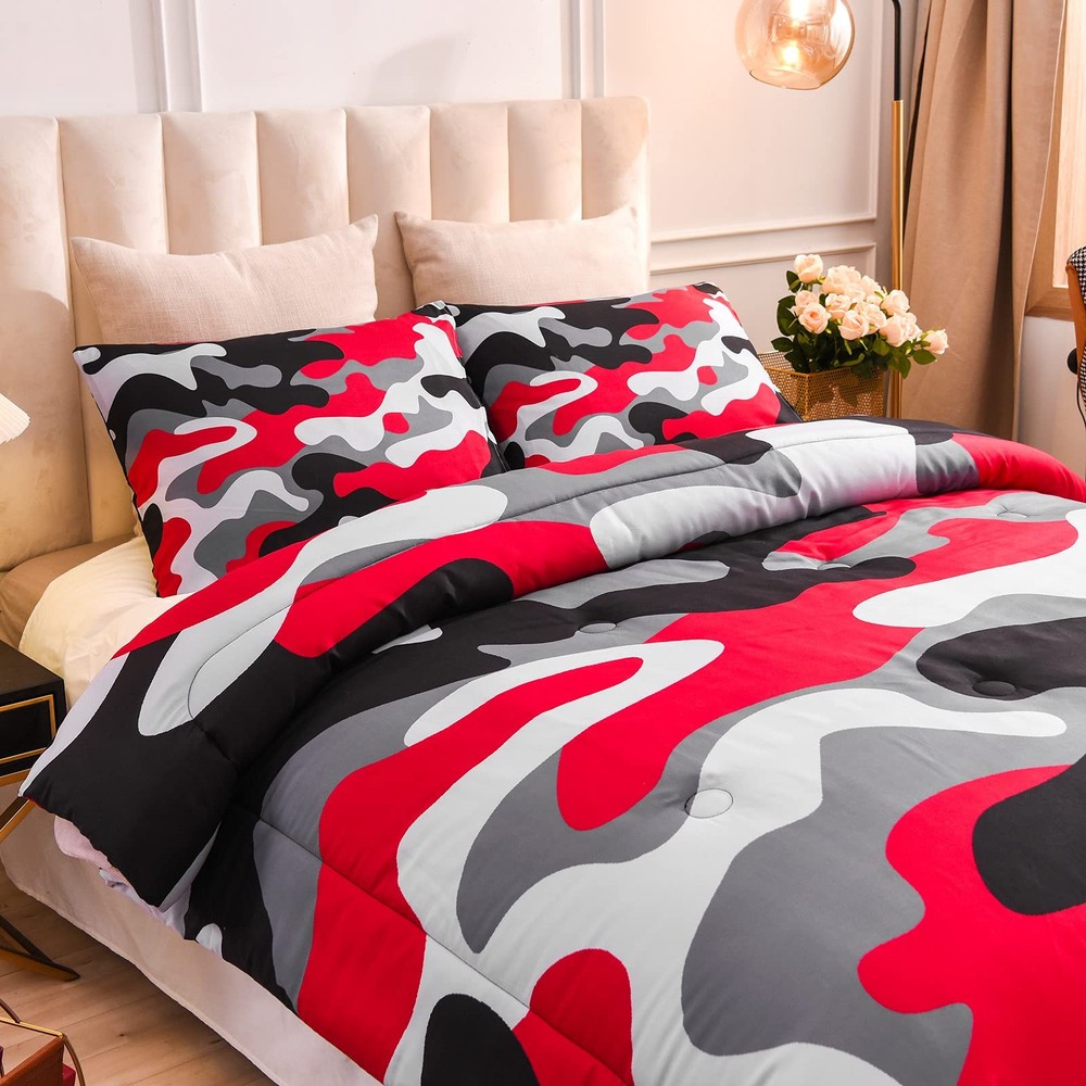 Camouflage Bedding Set, Colorful Pattern Style Comforter Set, 3 PCS Comforter...