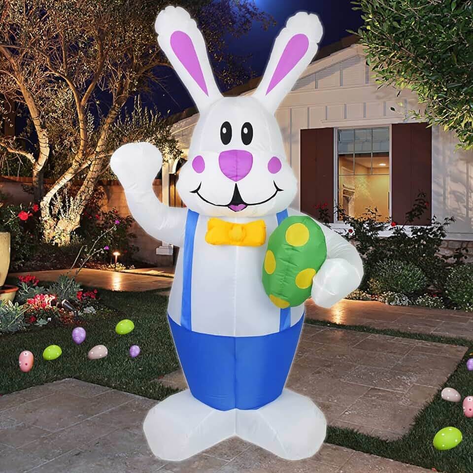 6FT Easter Inflatables Outdoor Decorations Easter Bunny Blow up Yard Decoration