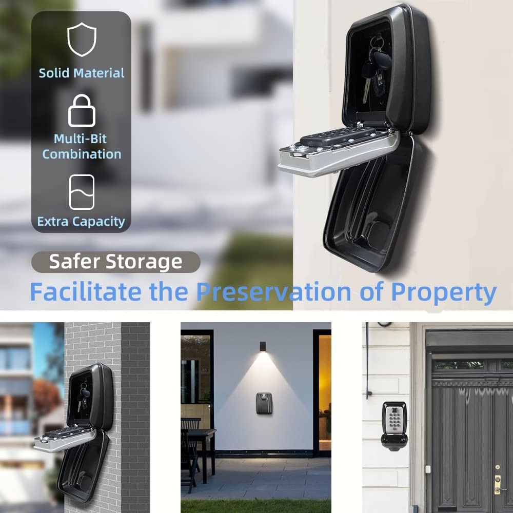 -G14 4 Digit Combination Storage Wall Mount House Key Lock Box,Push Button Lo...