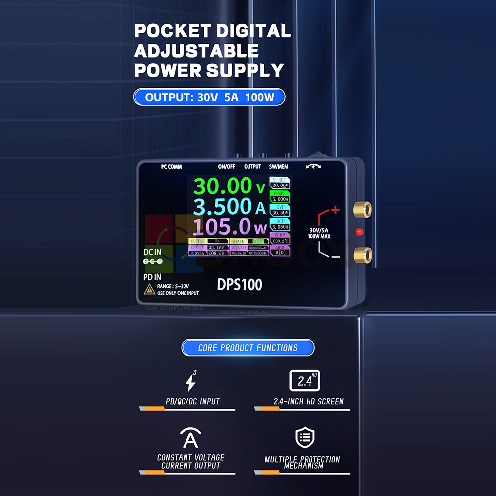 DPS100 100W Portable 30V5A Power Supply CNC DC Adjustable Programmable Regulator