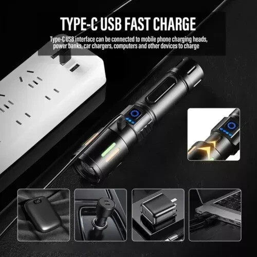 350000000 Lumen Super Bright LED Tactical Flashlight Rechargeable LED Work Light