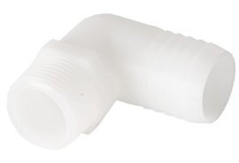 DCI 1/2" MPT x 3/4" Barb Elbow Adapter, Plastic