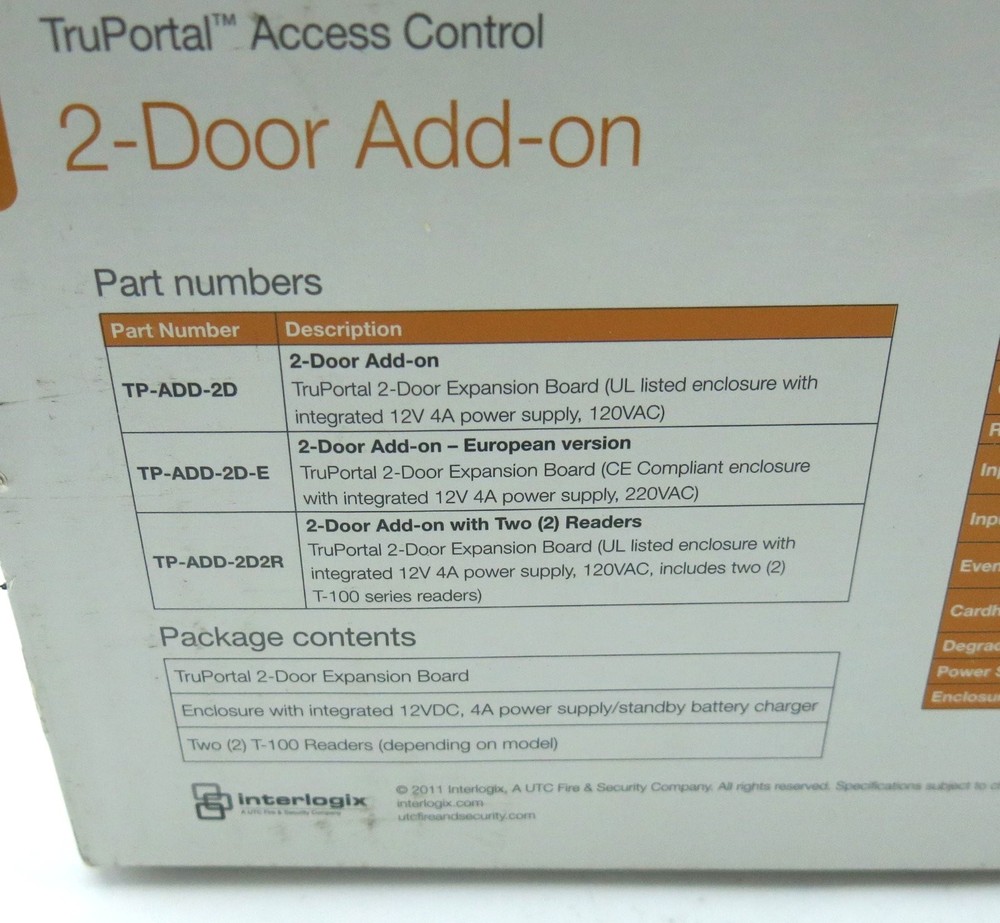 Interlogix TruPortal TP-ADD-2D-BRD Access Control 2-Door Interface Module Sealed