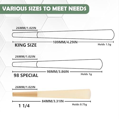 1-1/4 Rolling Papers Pre Rolled Cones | 50 Pack | Natural Pre Rolled