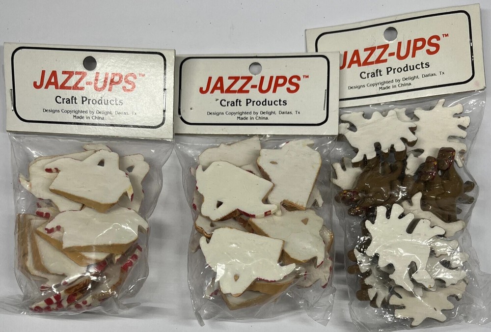 Jazz Ups Craft Embellishment Flat Back Resin Decorations NOS 3 Pkgs