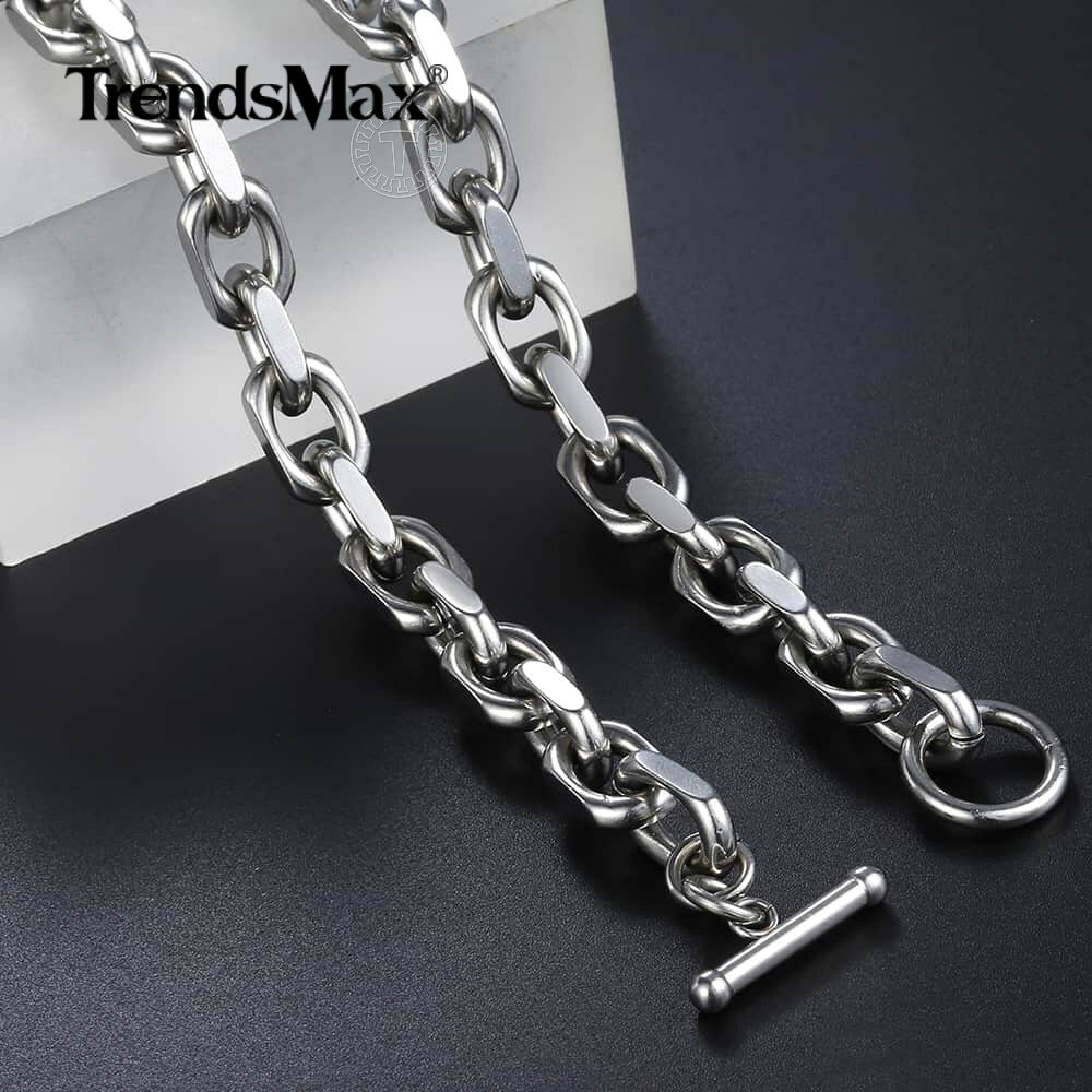 9mm Mens Boys Chain CABLE Rolo Link 316L Stainless Steel Necklace Toggle Clasp