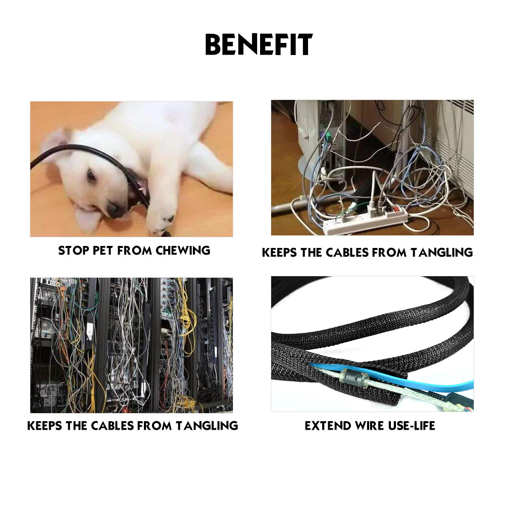 Split Wire Loom, Braided Cable Sleeve Cover Wrap, Cord Protector Reduce Damage